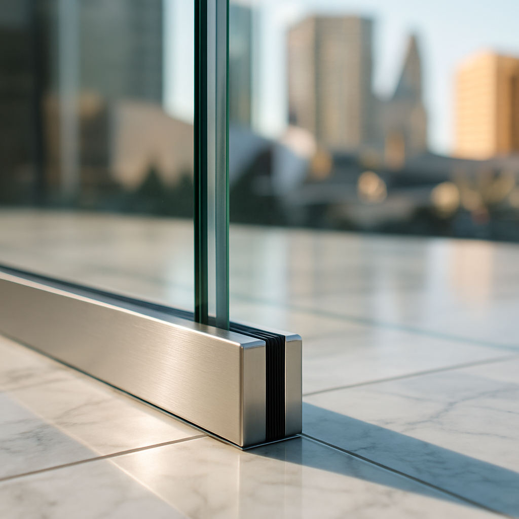 Glass railing system installation on marble floor in Las Vegas, NV